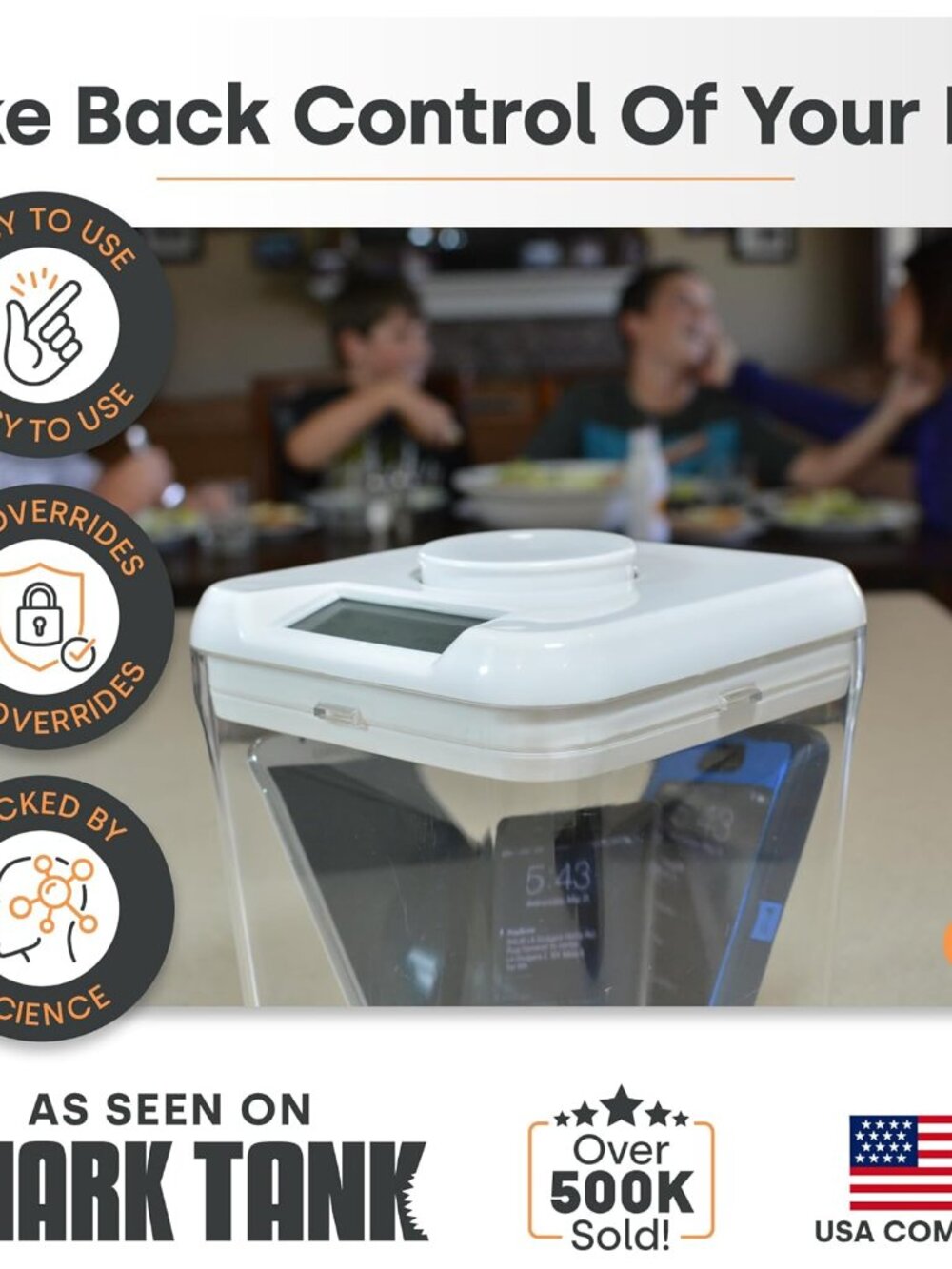 KSafe Timer Lock Box for Phones, Snacks & Medications - Cell Phone Jail & Food S - Picture 3 of 7